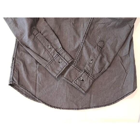 Carbon Slim Fit Western Snap Pockets Charcoal Gray Tab Sleeve Shirt MEDIUM Gray - Picture 3 of 11